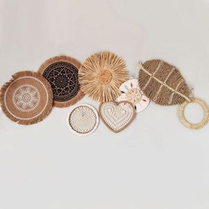 Espejo De Pared Macrame Decoracion Boho Occidental Para <span class=keywords><strong>El</strong></span> Comedor Casa Moderna Mesa <span class=keywords><strong>Circulo</strong></span> Madera Ratan Colgadores Plantas - Product Image 3