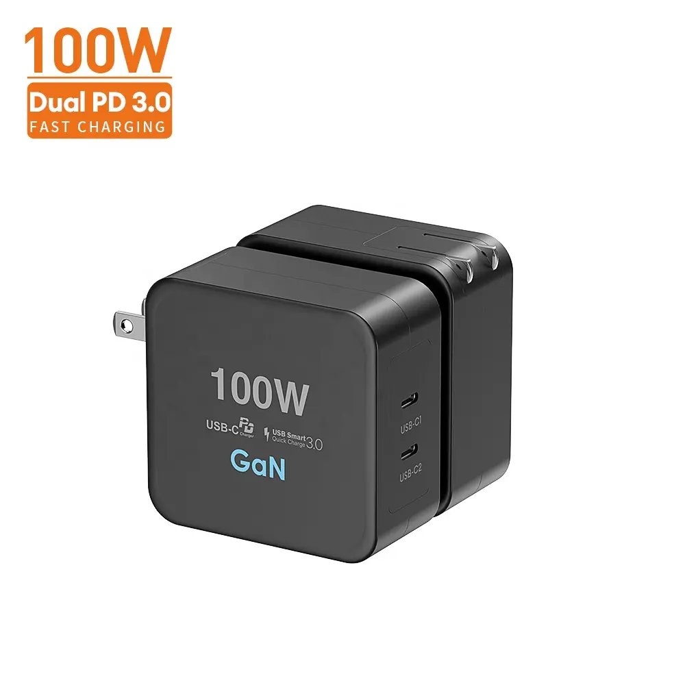 Mobile Accessories 100w 2 Port Usb Wall Cell Phone Charger 65w pd Travel Adaptor
