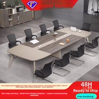 Table de conférence en bambou, design moderne, capacité 10 personnes, combinaison de chaises pour salle de réunion, boîte à câbles gratuite