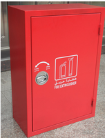 Armoire anti-feu en acier doux 75*75*25cm, porte simple, rouge, pour boîte de lutte contre l'incendie, avec enrouleur de tuyau d'incendie 1"x30m avec lance, valve et accessoires