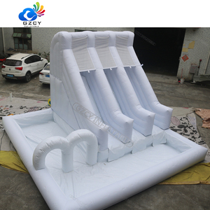 Toboggan aquatique gonflable tout blanc <span class=keywords><strong>avec</strong></span> <span class=keywords><strong>piscine</strong></span> à balles pour événements <span class=keywords><strong>avec</strong></span> château gonflable interactif - Product Image 1