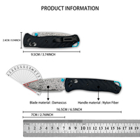 Couteau de poche pliant BM 533-4 avec manche en fibre de nylon personnalisé, acier 8Cr13Mov/Damascus, couteau tactique de camping en plein air, couteau de chasse EDC
