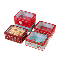Boîtes en métal personnalisées avec couvercle à fenêtre transparente, rectangulaires vertes, pour bonbons, biscuits, thé, stockage, vente en gros, fournisseur en vrac, logo personnalisé