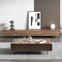 Fabricant professionnel de meubles minimalistes en noyer, ensemble de table basse et meuble TV, console multimédia de luxe à profil bas pour salon et chambre à coucher