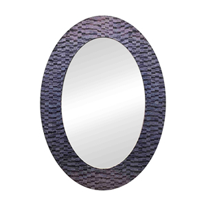 Nhà Máy Tùy Chỉnh Khung Gỗ Màu Xanh Khảm Gương Phòng Khách Phòng Ngủ Khảm Tường Gương Màu Xanh Hình Bầu Dục Gương Trang Trí Nghệ Thuật Gương - Product Image 2