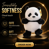 Peluche Panda Brodé Adorable, Doux et Moelleux, Anti-Stress, Décoration de Canapé, Cadeau d'Anniversaire pour Enfants, en Polyester