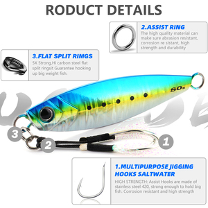 MOOKZZ 20g-80g <span class=keywords><strong>esca</strong></span> da Jigging in metallo con esche luminose da pesca <span class=keywords><strong>per</strong></span> branzini - Product Image 6