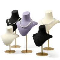 Présentoir buste en velours PU violet pour bijoux, colliers, pendentifs et ras-de-cou
