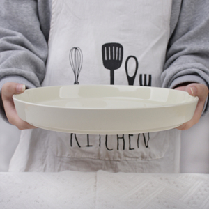 Prato Redondo de Cerâmica Branco Creme - Estilo Americano, Prato Elegante para Jantar/Banquete, Superfície Lisa e Vidrada para Casa, Cozinha e Restaurante - Product Image 2