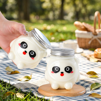 Botella de 500 ml con diseño de oso panda para envasar pan, con tapa y pajita desechable, de plástico PET, impresa, para fiestas y festivales