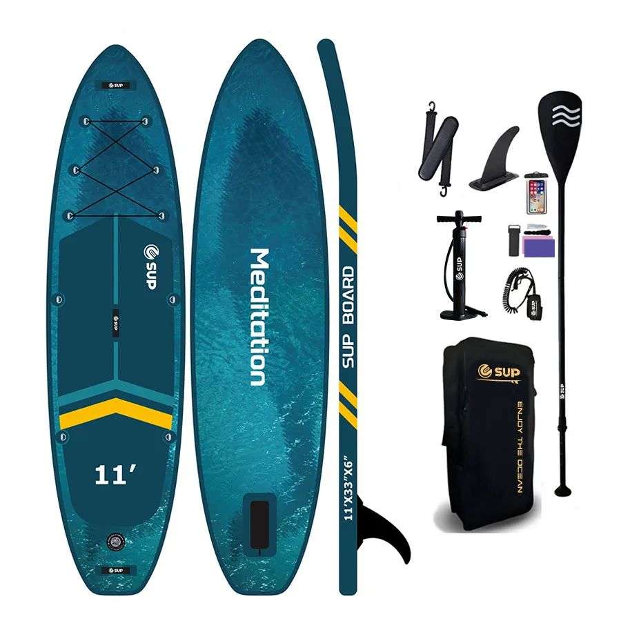 Venta al por mayor deportes acuáticos tendencia azul Tabla de paddle inflable de pie sup surf pesca Tabla de paddle inflable