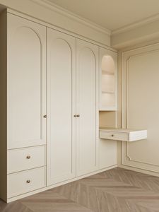 Armadio Minimalista Moderno in Melamina con Vetro, Su Misura, Salvaspazio, Ecologico, Combinazione per Camera da Letto, Economico e Compatto - Product Image 2