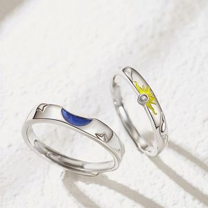 Wholesale 2022 Fashion Gold Plated Zircon <b>Couple</b> Jewelry Men Women Luxury Adjustable <b>Ring</b> Opening Sun Moon Star <b>Rings</b> for Lovers - Product Image 2