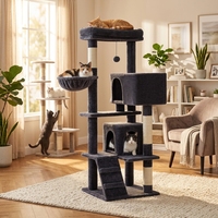 Arbre à chat moderne en gros avec grand cadre en bois et griffoir en sisal naturel
