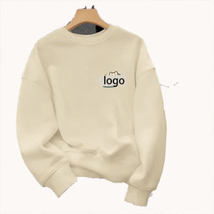 Sweat-shirt à col rond en coton lourd pour homme, coupe ample, pull doublé en polaire, chaleur d'automne, tendance, jeunesse, sans capuche, personnalisable - Product Image 2