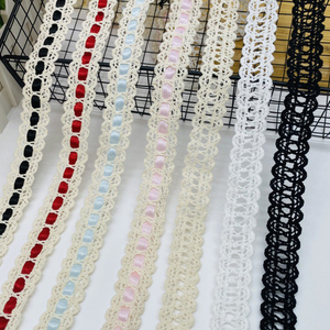 Nastro a righe in pizzo francese ecologico fatto a mano fai da te, larghezza 2 cm, per accessori borse e scarpe, rifinitura in cotone, sexy - Product Image 1