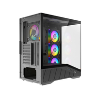 Full View Mid Tower ATX Gaming Case Tempered Glass Front and Side With Cooling Holes Supports 360mm Top Radiator Port in Stock