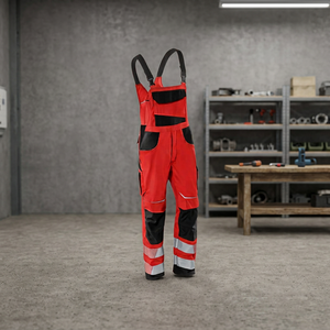Men Red Work Coverall CE Certified Polyester Reflective Safety Needle Detection Adjustable Straps Reinforced Pockets JNA GROUP - Product Image 6
