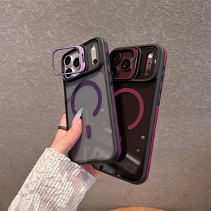 Étui de luxe pour téléphone portable avec support d'objectif, bords antidérapants et aimants, pour iPhone 18 17 Pro Max Air 16 15 14, coque arrière rigide transparente - Product Image 4