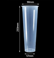 Gobelets jetables en plastique PP de 32 oz (1000 ml) avec logo personnalisé imprimé, 90 mm, pour boissons froides, thé au lait, bubble tea