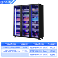 Vitrina Refrigerada de Tres Puertas para Bebidas y Vinos, con Ventilación, Control Digital de Temperatura y Descongelación Automática, Ideal para Supermercados y Tiendas de Conveniencia