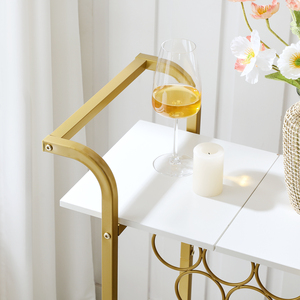Wholesale Gold Luxury Kitchen Bar <strong>Cart</strong> Serving <strong>Carts</strong> <strong>Rolling</strong> Trolley 2-tier Wine Trolley Kitchen <strong>Cart</strong> on Wheels With Wine Rack - Product Image 3