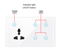 Tuya wifi 147 Type Modularisé Multi-fonction 4 Gang Smart Touch Commutateurs Avec Eu 13A Power Socket Switch