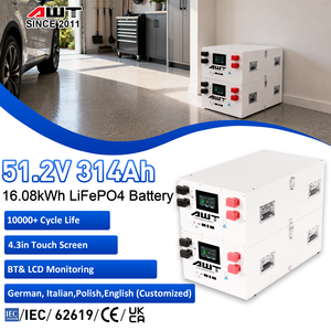 Sistema di Accumulo Solare AWT 16kWh 51.2V Impilabile 100Ah 150Ah 200Ah 280Ah 400Ah Batteria agli Ioni di Litio LFP con JK 200A V19 - Product Image 1