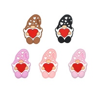 Accessoires de chaîne de sucette en silicone de qualité alimentaire, avec logo cœur et perles animaux de dessin animé, pour la Saint-Valentin, vente directe fabricant