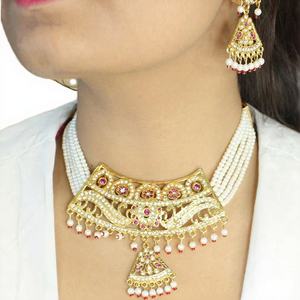 High Quality Gold Plated Zircon Ethnic Necklace Set Girls Stylish Everyday Wear Wedding <b>Gift</b> Party Collection Available Export - Product Image 2