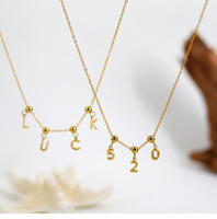 Pendentif personnalisé en or DIY avec chiffres et lettres coulissants, breloque initiale en acier inoxydable pour la fabrication de colliers et bracelets