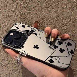 Mode <span class=keywords><strong>Poker</strong></span> Cartes Impression Électrolytique Argent Clé TPU PC Téléphone Portable Cas pour Iphone 8 X Xr Xs 11 12 13 14 15 16 17 <span class=keywords><strong>Pro</strong></span> Max - Product Image 3