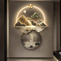 Peinture Murale en Acrylique et Cristal Gravée au Laser, Décoration LED Moderne pour Salon, Paysage Suspendu, Vente en Gros Usine