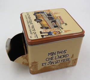 Fransız Baraque kare kalaylı saklama kutu 14.5x14.5x12.3cm geri dönüşümlü Metal kutu ile kolay erişim için vücut kapı patates kızartması ekmek - Product Image 4