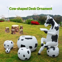 Fauteuil de loisirs en fibre de verre fait main à motif vache de dessin animé et ornement décoratif pour extérieur, ranch et jardin