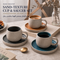 Ensemble de tasses à café en céramique rustique rétro avec tasses à lait en porcelaine et soucoupes pour les fêtes