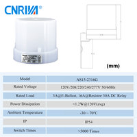 Controlador de Luz Automático con Fotocélula CNRIYA AS15-2310G 10A, Interruptor Inductivo con Detector de Anochecer al Amanecer, Clasificación IP54/IP44, 50 Lux