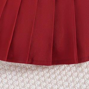 ชุดแฟชั่นเด็กสีแดงสำหรับเด็กวัยหัดเดิน เสื้อแขนยาว+กระโปรง ชุดเด็กผู้หญิงสำหรับฤดูใบไม้ผลิและฤดูใบไม้ร่วง MOQ ต่ำ เสื้อผ้าเด็กสวยหรู - Product Image 5