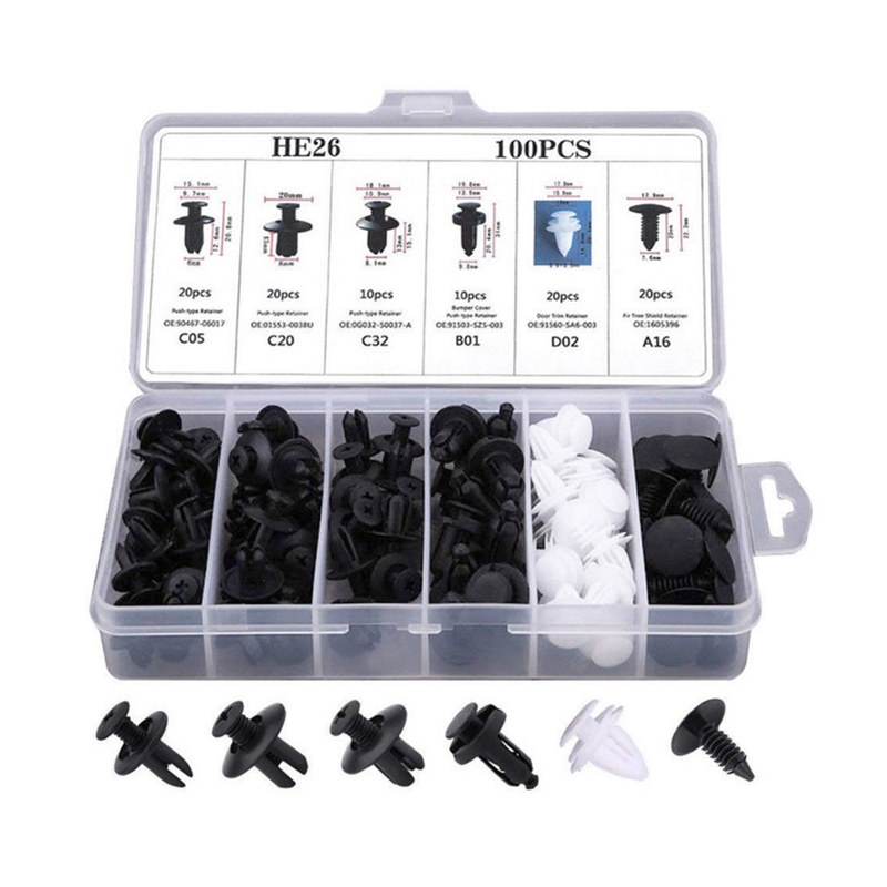 100Pcs Bumper Car Clips Plastic Rivets