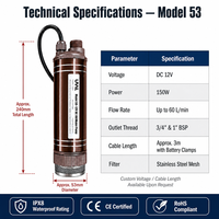 Pompe submersible à eau et diesel modèle 53 pour machines industrielles et agricoles, pompe de transfert diesel 12V 24V OEM