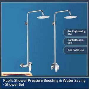 Ensemble de <span class=keywords><strong>douche</strong></span> pour hammam public avec robinet en céramique, mitigeur mural à poignée unique, jet de pluie, barre coulissante, 2 trous, pour hôtel, école, <span class=keywords><strong>piscine</strong></span> - Product Image 3