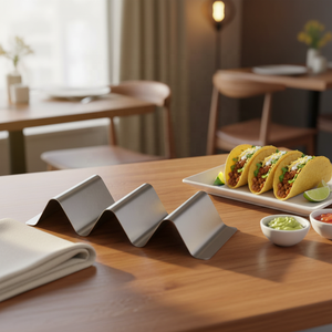 Exhibidor comercial de 2 niveles de acero inoxidable 430 para tortillas de maíz, soporte para burritos y tacos, y soporte para panqueques para servir tacos - Product Image 1