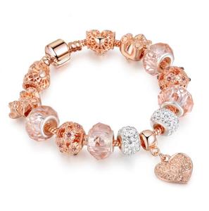 Bracelets en or rose à breloques en forme de cœur pour femmes, vente flash - Product Image 1