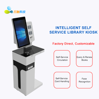 Terminal Inteligente de Autoservicio RFID para Préstamo y Devolución de Libros, Kiosco Táctil Capacitivo de 21.5 Pulgadas, Lector de Códigos de Barras con Identificación Facial, de Pie