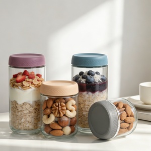 Bocaux de conservation en verre de 10oz, 16oz, 24oz avec couvercles hermétiques – Bocaux Mason en verre transparent pour flocons d'avoine, confiture, <span class=keywords><strong>miel</strong></span>, contenants alimentaires de cuisine - Product Image 5