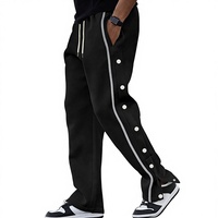 Pantalon de jogging décontracté pour homme, style streetwear, taille mi-haute avec cordon de serrage, 100% coton, ourlet ouvert, coupe droite