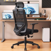 Chaise de bureau ergonomique à dossier haut en maille avec accoudoirs 3D, appui-tête réglable 2D, support lombaire et siège coulissant – Chaise de direction