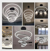 Lampu gantung LED empat cincin gaya Modern, lampu gantung pernikahan Hotel mewah rendah penjualan laris untuk ruang tamu