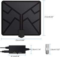 Antenne TV numérique intérieure ultra-légère à design plat avec prise en charge UHF/VHF, connexion coaxiale, réception des ondes terrestres haute définition