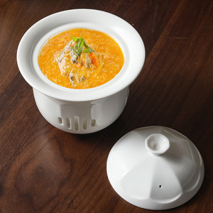 Olla de Sopa de Cerámica Ecológica Personalizada con Borde Dorado, Vajilla de Hotel, Olla para Caldos, Tazón para Estofados, Juego de Tazones para Fiestas - Product Image 3